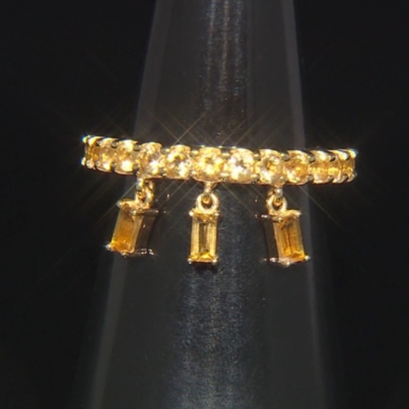 Yellow Citrine 3-Charm Ring 1.73ctw Brazilian mined Citrine - Picture 5 of 6